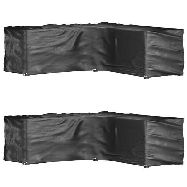 vidaXL Kryty na záhradný nábytok v tvare L 2ks 16 očiek 285x285x90 cm