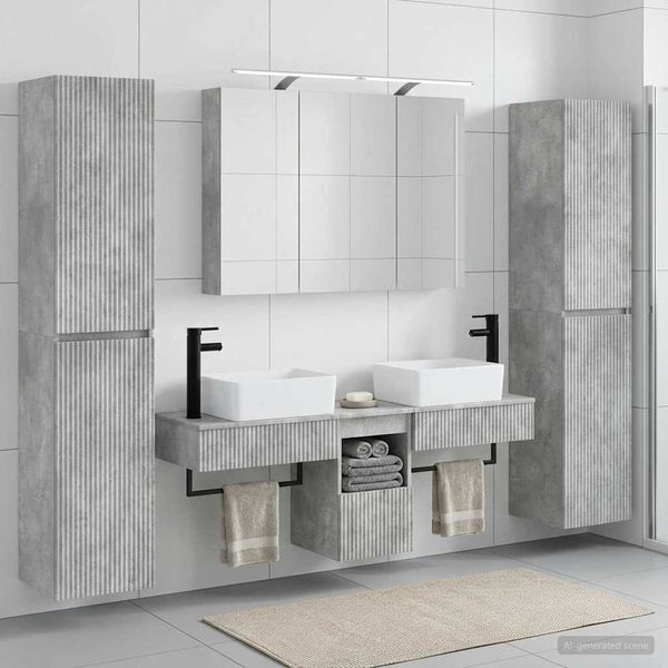 vidaXL Sada kúpeľňového nábytku 6 pcs Betónovo sivá