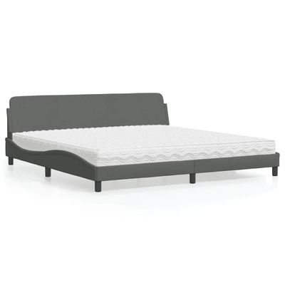 vidaXL Posteľ s matracom Dover tmavosivá 200x200 cm látka