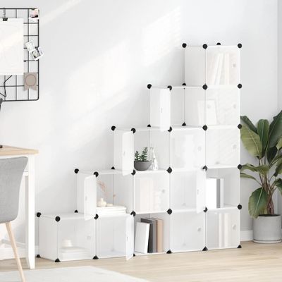 vidaXL Úložný organizér v tvare kocky s 15 kockami a dvierkami, priehľadný PP