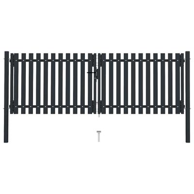 vidaXL Dvojkrídlová plotová brána z ocele 300x125 cm antracitová
