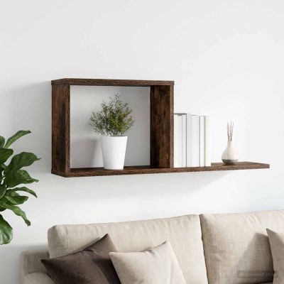vidaXL Plávajúce police Dymový dub 80 x 15 x 30 cm Kompozitné drevo