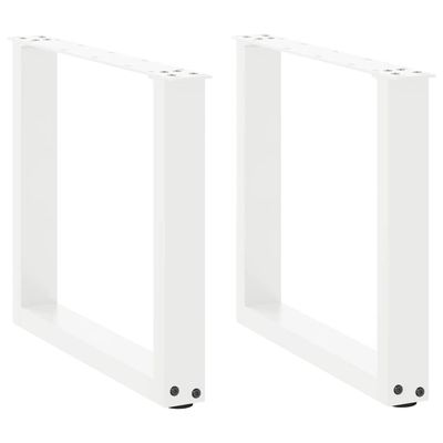 vidaXL Nohy konferenčného stolíka v tvare U, 2 ks, biele, 50 x (42-43) cm, oceľové