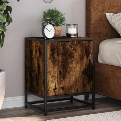 vidaXL Nočný stolík dymový dub 40x31x50 cm kompozitné drevo+kov