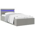 vidaXL Hydraulický posteľný rám+úložný priestor, LED, látka 100x200 cm