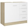 vidaXL Skrinka pod umývadlo, biela a sonoma 63x30x54 cm, drevotrieska