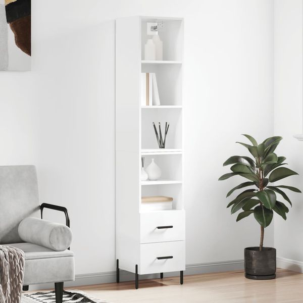 vidaXL Vysoká skrinka biela 34,5x34x180 cm spracované drevo