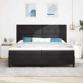 vidaXL LED box s pružinami s čelnou doskou Čierny 200 x 200 cm Zamat