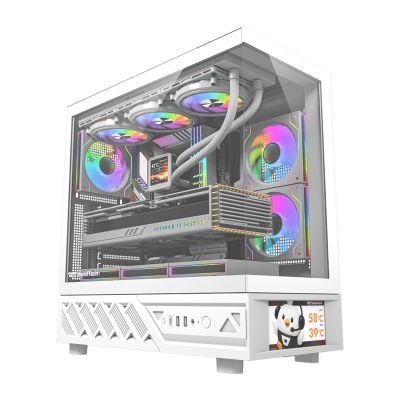Počítačová skriňa DarkFlash DS950V s displejom (biela) + 6 ventilátorov