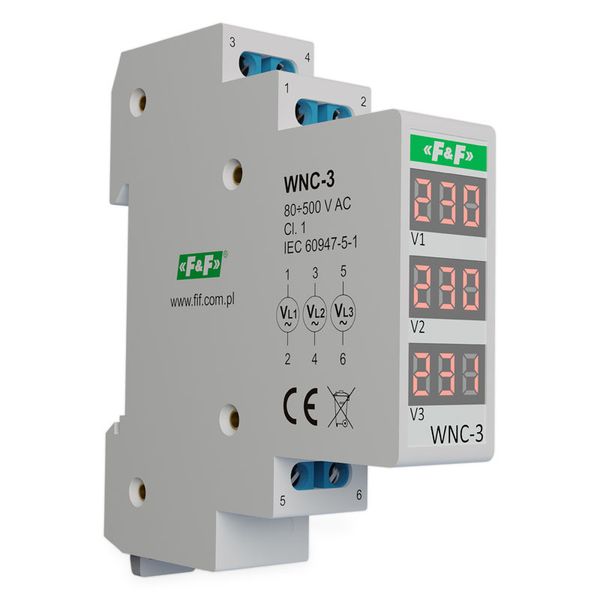 Voltmetr trojfázový F&F WNC-3 na DIN lištu