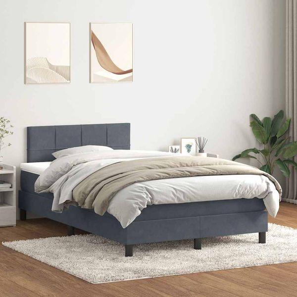 vidaXL Posteľný rám boxspring s matracom tmavosivý 120x210 cm zamat