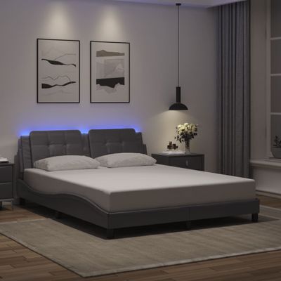 vidaXL Rám postele s LED bez matraca Zadar sivý 160x200 cm