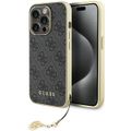 Guess puzdro pre iPhone 15 Pro 6,1" GUHCP15LGF4GGR sivé tvrdé puzdro 4G Charms Collection