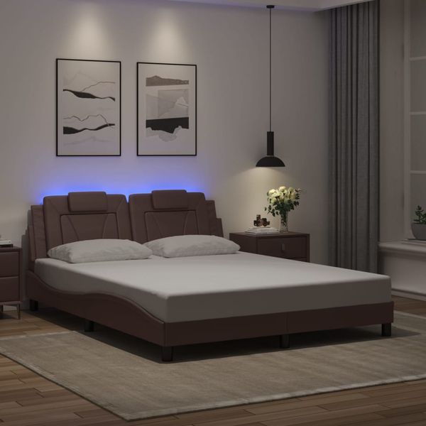 vidaXL Rám postele Viana s LED bez matraca hnedý 160x200 cm