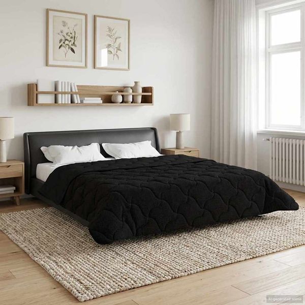vidaXL Prikrývka na celý rok Šnurovaný Čierna 220 x 240 cm