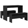 vidaXL 3-dielna súprava stolíka a lavičky čierna kompozitné drevo