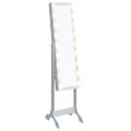 vidaXL Voľne stojace zrkadlo s LED, biele 34x37x146 cm