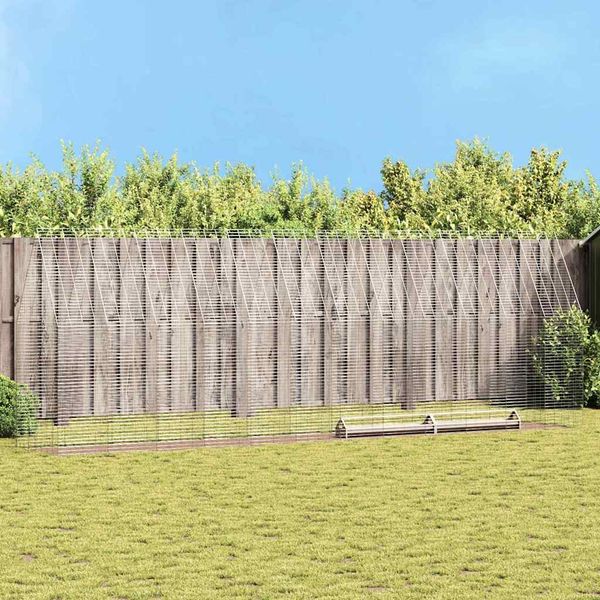 vidaXL Klietka pre sliepky 2 pcs Strieborná 600 x 100 x 210 cm