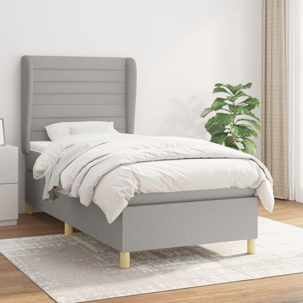 vidaXL Posteľný rám boxsping s matracom bledosivý 80x200 cm látka