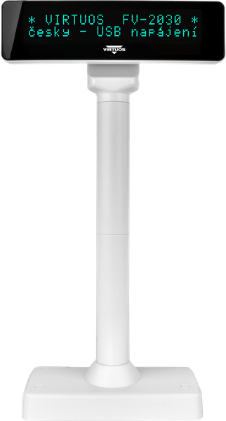 VFD zák.displej FV-2030W 2x20, 9mm, USB, biely