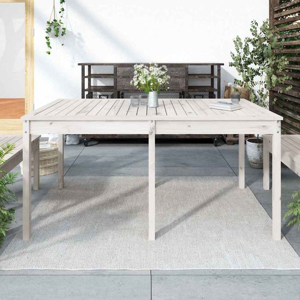 vidaXL Záhradný stolík biely 159,5x82,5x76 cm borovicový masív