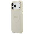 Puzdro Guess Peony Hot Stamp MagSafe pre iPhone 17 Pro Max béžová