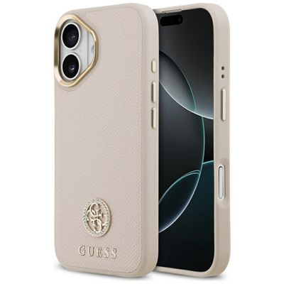 Guess case for iPhone 17 HC MAGSAFE PU W/ GRAINED PU STRASS LOGO pink