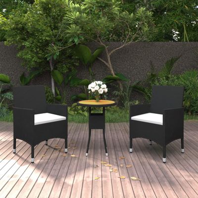 vidaXL 3-dielna záhradná jedálenská súprava čierna polyratan