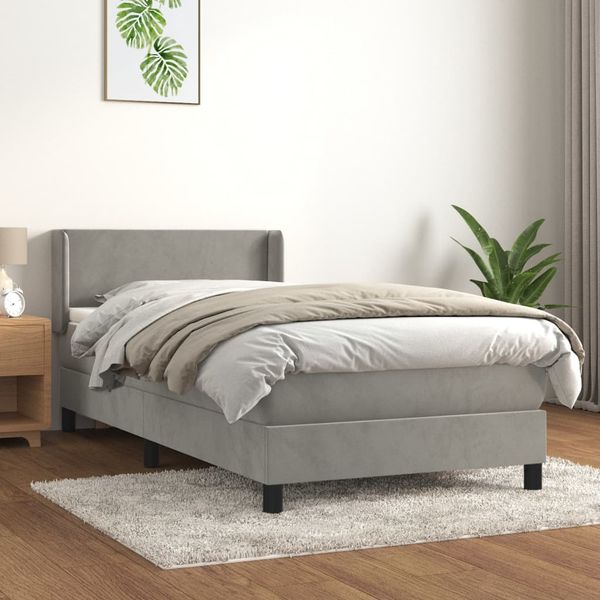 vidaXL Posteľný rám boxsping s matracom bledosivý 100x200 cm zamat