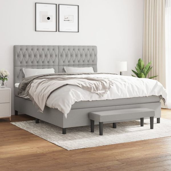 vidaXL Boxspring posteľ s matracom bledosivá 180x200 cm látka