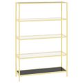 vidaXL Policový regál, zlatý a čierny, tvrdené sklo