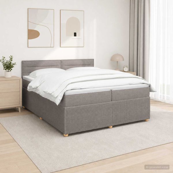 vidaXL Posteľ boxspring s matracom Sivohnedá 200 x 200 cm Látka