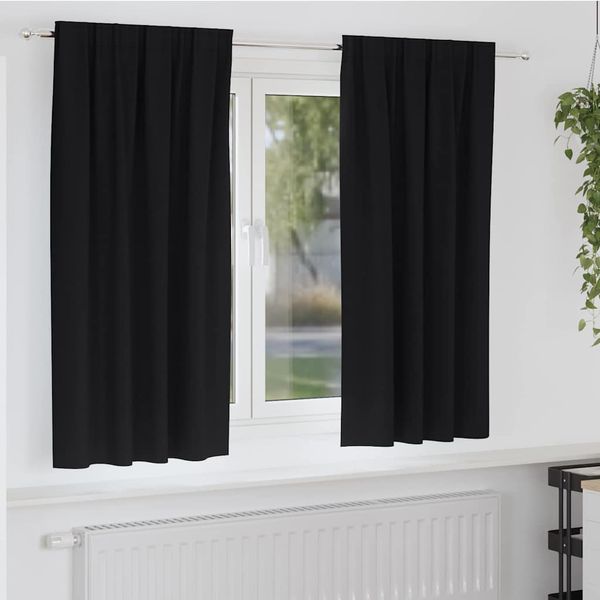 vidaXL Záclony na zatemnenie s krúžkami 2 pcs Čierna 175 x 140 cm