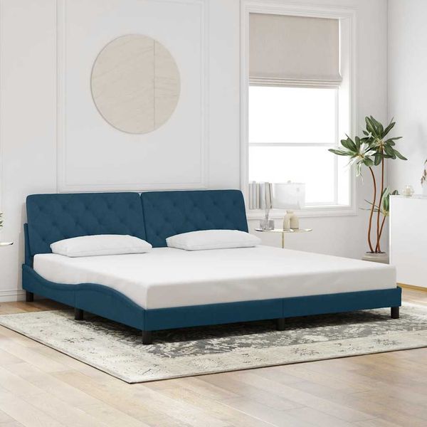 vidaXL Rám postele bez matraca modrý 200x200 cm zamat