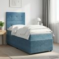 vidaXL Posteľ boxspring s matracom Modrá 100 x 200 cm Zamat