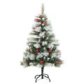 vidaXL Umelý vianočný stromček Zelená a biela 120 cm PVC, kov a plast