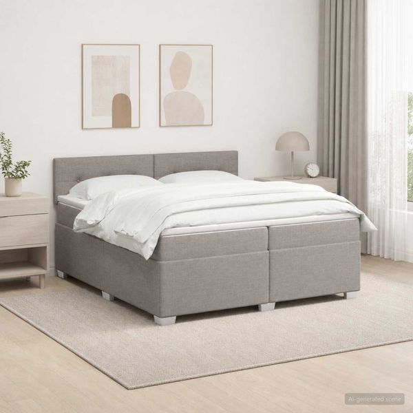 vidaXL Posteľ boxspring s matracom Sivohnedá 200 x 200 cm Látka