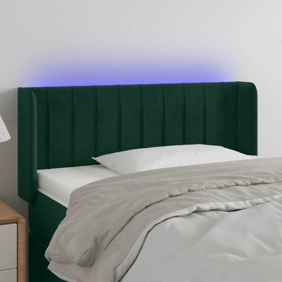 vidaXL Čelo postele s LED tmavozelené 103x16x78/88 cm zamat