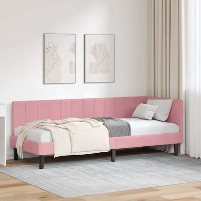vidaXL Rohový rám postele s čelnou doskou Ružová 80 cm x 200 cm Zamat