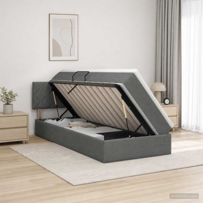 vidaXL Postel s úložným prostorem a matrací Tmavosivá 100 x 200 cm