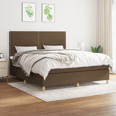 vidaXL Boxspring posteľ s matracom tmavohnedá 180x200 cm látka