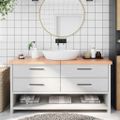 vidaXL Kúpeľňová doska bledohnedá 160x40x(2-6) cm ošetrený masív
