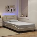 vidaXL Rám postele s LED bez matraca Hvar krémová 100x200 cm látka