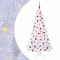 vidaXL Umelý vianočný stromček s 300 LED-i Biela 180 cm PVC a oceľ