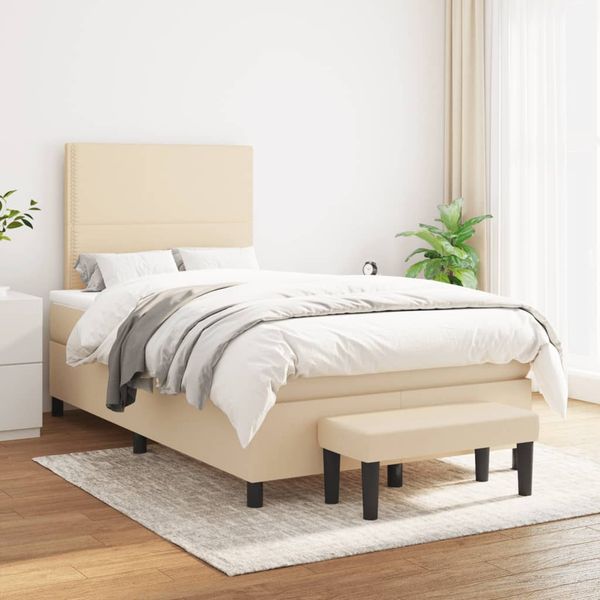 vidaXL Boxspring posteľ s matracom krémový 120x200 cm látka