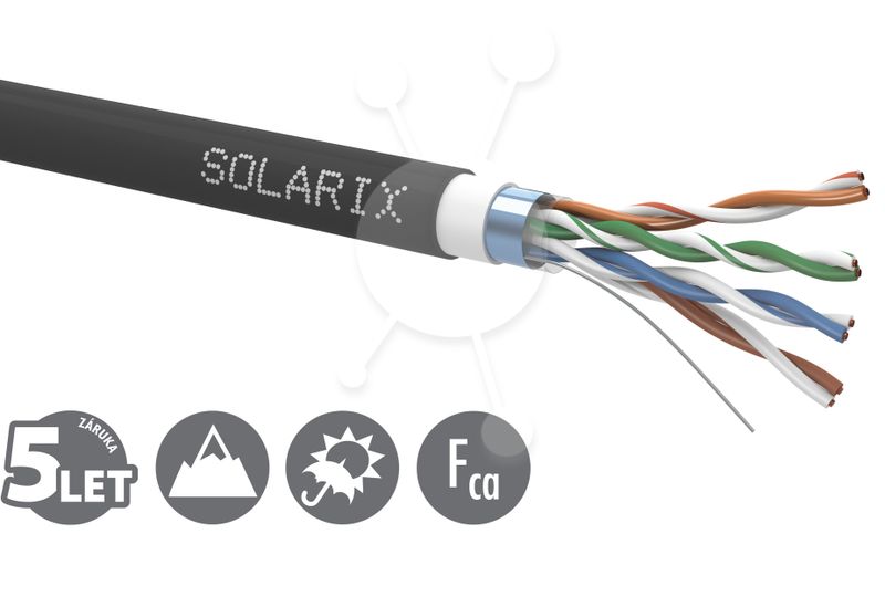 Inštalačný kábel Solarix CAT5E FTP PVC+PE Fca dvojitý plášť 305m/cievka SXKD-5E-FTP-PVC+PE