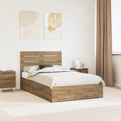 vidaXL Rám postele Remeselný dub 135 x 190 cm Kompozitné drevo