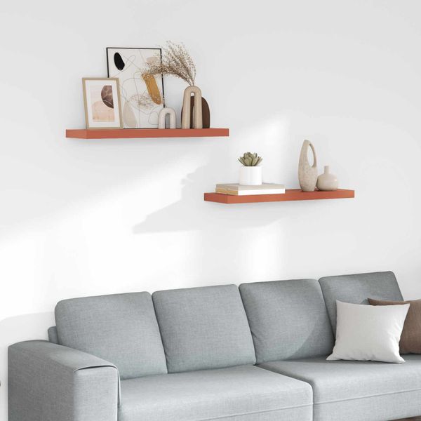 vidaXL Stenná polica 2 pcs Červená 90 x 23,5 x 4 cm Kompozitné drevo