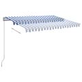 vidaXL Ručná zaťahovacia markíza s LED modro-biela 300x250 cm