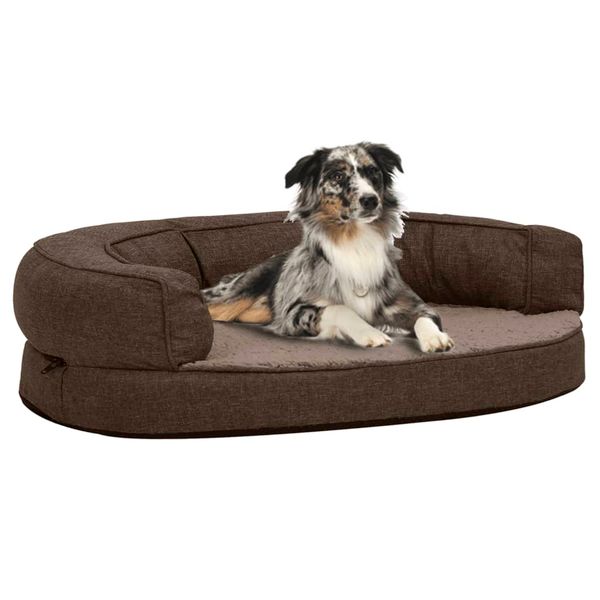 vidaXL Ergonomický matrac pre psa 75x53 cm ľanový vzhľad flís hnedý